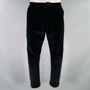 LOW BRAND Size 36 Black Corduroy Cotton Blend Pleated Casual Pants
